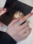 银色镶钻锆石蛇形戒指女2023年潮气质轻奢高级感网红指环饰品