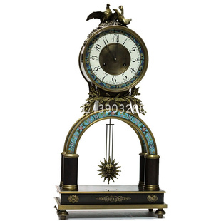 欧美式贵族别墅摆件纯铜镀金机械收藏纯铜景泰蓝教堂大型座钟