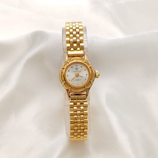 老品牌上海钻石手动机械轻奢镀金花形小巧优雅防水精致女手表