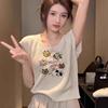 美式街头冰丝坎肩背心女夏季甜辣妹卡通印花t恤宽松休闲针织上衣