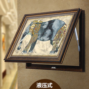 欧式电表箱装饰画美式复古客厅推拉式遮挡画液压式开关盒壁画