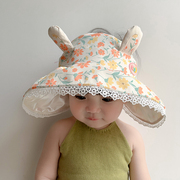 女童防晒帽子夏季婴儿空顶太阳帽甜美可爱大帽檐女宝宝遮阳帽