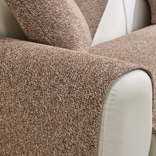高档棉麻沙发坐垫夏季透气加厚咖色防滑亚麻沙发垫布防皱(布，防皱)四季通用