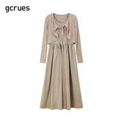 gcrues设计感针织衫，女套装2024年春装两件套毛衣连衣裙中长款