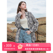 易打理衬衫三彩2024春季肌理格子衬衫休闲宽松格纹衬衣女