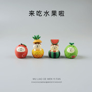 无聊了买水果吃可爱桌面摆件车载西瓜草莓模型娃娃屋苹果猫咪日式