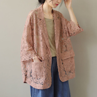 出口外贸日本大牌女装西装，外套洋气镂空蕾丝，防晒衣小西服