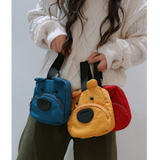 三色补丁小包包，女秋可爱手机零钱包，可爱外出散步手提包卡通手拿包