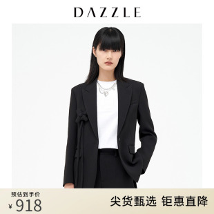 DAZZLE地素奥莱 黑色立体装饰休闲西装外套女2D4F5091A