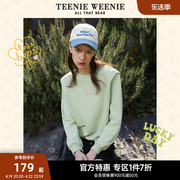 TeenieWeenie小熊奥莱圆领套头卫衣绿色短款上衣宽松韩版女春