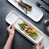 北欧创意陶瓷长盘酒店餐厅商用长方形寿司盘子家用菜盘长条盘白色