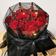 520情人节小红书蛋糕装扮网红黑纱白纱玫瑰花装饰品黑色摆件