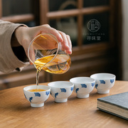 哑光白采莲(白采莲)旅行茶具，|青花陶瓷，泡茶功夫茶具套组便携式手提收纳包