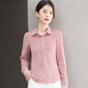 黑白竖条纹衬衫女秋季2022年韩系设计感小众法式长袖衬衣上衣