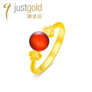 justgold镇金店囍悦婚嫁婚庆订婚新娘婚礼足金黄金戒指1727531Y