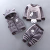 男女童宝宝加厚加绒棉衣三件套装童装婴幼儿冬装卫衣套装1-2-3岁4