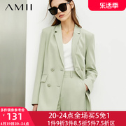 amii职业气质西装外套，2024初春季休闲西服，套装女士裤装两件套