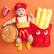 儿童摄影主题服装满月影楼百天宝宝拍照婴儿创意薯条造型主题套装