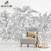 现代简约北欧风手绘水墨定制壁画大型墙布电视客厅沙发背景来图定