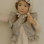 韩国童装女童棉马甲，2024秋款儿童，女孩洋气田园碎花短款背心