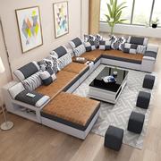 现代简约冬夏两用客厅布艺沙发组合大小户型正反双面坐垫整装家具