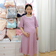 孕之彩夏季薄款莫代尔棉孕妇连衣裙产后显瘦外出哺乳服喂奶月子服