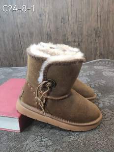 冬季真皮羊毛一体复古色雪地靴  中筒靴 扣子流苏女靴C24-8