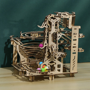 木制立体机械轨道弹珠，拼装模型3d拼图，高难度木质拼板迷宫益智玩具