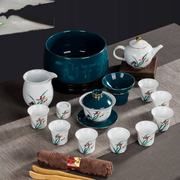 白玉瓷手绘粉彩青花茶具套装家用简约盖碗茶杯茶壶功夫茶具陶瓷
