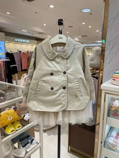 店主！韩国中小童装 春女童宝宝洋气蕾丝拼接风衣 外套