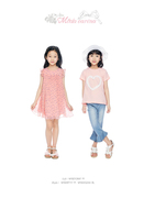 清出口韩国原单女童粉色雪纺心形针织，短袖t恤