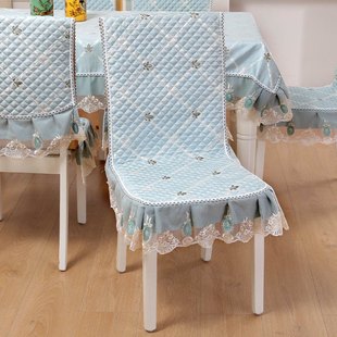 餐椅套坐垫靠垫一体家用桌布，布艺餐桌布，椅套椅垫套装连体凳子套罩