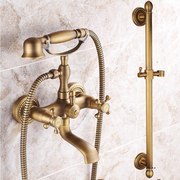 淋浴全铜仿古升降杆欧式复古淋浴杆简易冷热，龙头卫浴喷头套装touj