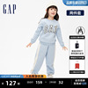 gap女幼童冬季logo洋气，加绒卫衣卫裤两件套儿童装，运动套装836871
