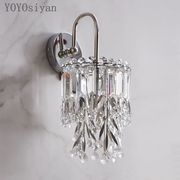 yoyo现代简约轻奢银色树叶水晶，壁灯简约现代客厅卧室床头卫生间