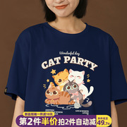 可爱猫咪t恤女夏甜美少女2024日系小众卡通纯棉宽松漂亮短袖