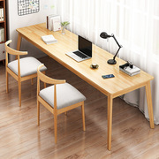 双人书桌简易办公电脑桌家用靠墙窄桌子学生，卧室实木腿长条写字桌