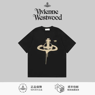 Vivienne Westwood西太后T恤薇薇安土星印花通勤喷墨短袖宽松圆领