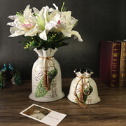 欧式花瓶陶瓷摆件客厅，插花器创意时尚，干花小清新茶几美式餐桌装饰