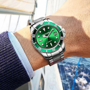 瑞西尼绿水鬼镂空机械表，手表商务男士全自动夜光防水气质陀飞轮表