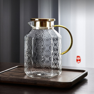 复古冷水壶玻璃耐高温家用大容量水瓶白开水杯套装扎壶茶壶凉水壶