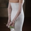 WG055长款闪钻新娘手套 优雅白色网纱超仙婚纱礼服晚宴婚礼配饰品