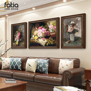 美式花卉沙发背景墙装饰画壁画客厅挂画古典油画欧式三联画高级感