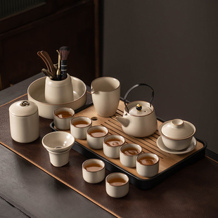 汝窑功夫茶具套装2023家用中式喝茶轻奢高档陶瓷茶壶盖碗全套