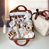 新生婴儿礼盒满月见面礼物木制摇铃玩具初生宝宝，春夏衣服套装用品