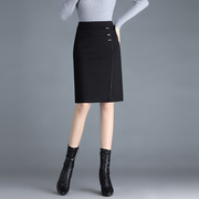 黑色包臀短裙半身裙女秋季2023高腰，修身职业裙通勤一步裙中裙