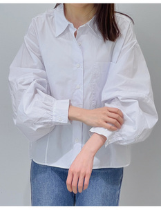 韩国TH蝙蝠袖宽松大码衬衫 设计感小众长袖外搭 韩系休闲女士上衣