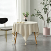 日式纯色圆桌桌布正方形餐桌布棉麻圆形，茶几桌布办公会议桌布定制