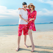 沙滩情侣装海边度假套装小个子连衣裙三亚旅游精致短裙两件套夏