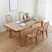餐桌小户型家用实木桌子做旧原木，日式饭桌约吃饭长桌椅组合